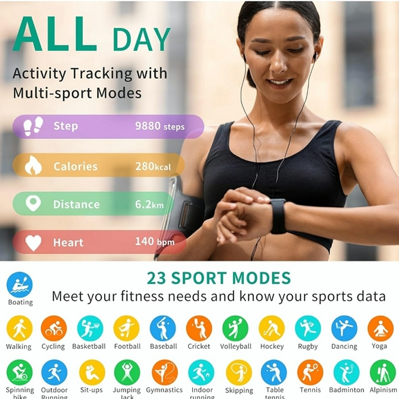 Popglory Smart Watch Call Receive/Dial, 1.85'' Smartwatch with AI Voice Control, - Picture 2 of 6